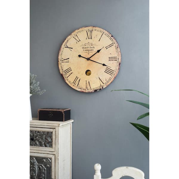 Afoxsos 23 in. x 23 in. Beige Wall Clock with Rhythmic