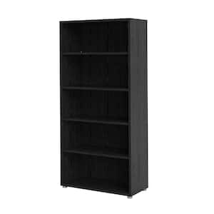 Pierce Black Woodgrain 5-Shelf Bookcase