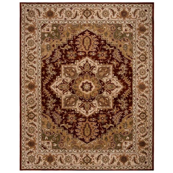 Royalty Red/Beige 8 ft. x 10 ft. Border Area Rug