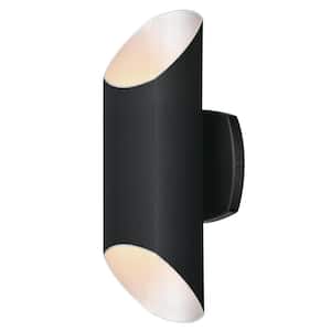 Carson 2-Light Matte Black LED Outdoor Dimmable Wall Cylinder Light