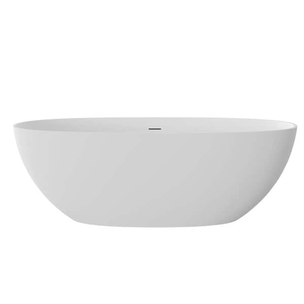 65 in. x 29.5 in. Acrylic Freestanding Soaking Bathtub with Center Drain in White, cUPC Certified