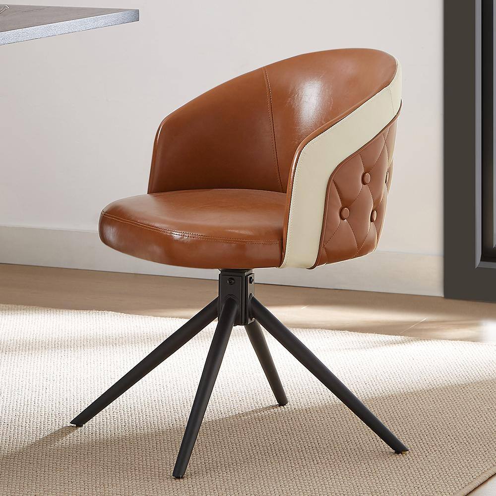 Art Leon APOLLO Brown Round Swivel Accent Chair CC0981OWBRPU The