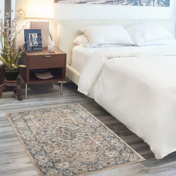 Concerto Beige/Gray Center medallion Traditional Kitchen Area Rug