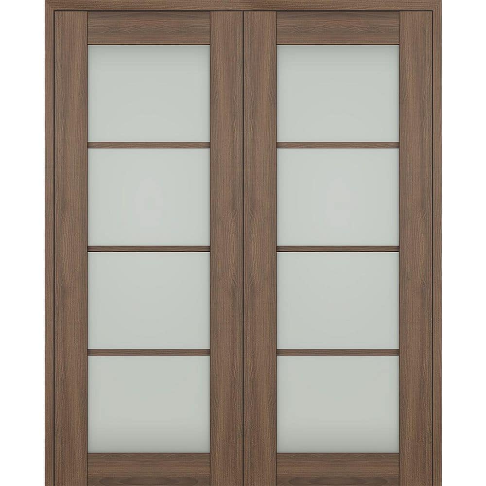 Avon 4 Lite N 36 in. x 80 in. Both Active 4-Lite Frosted Glass Pecan Nutwood Wood Composite Double Prehung French Door price history on PriceWatchPro