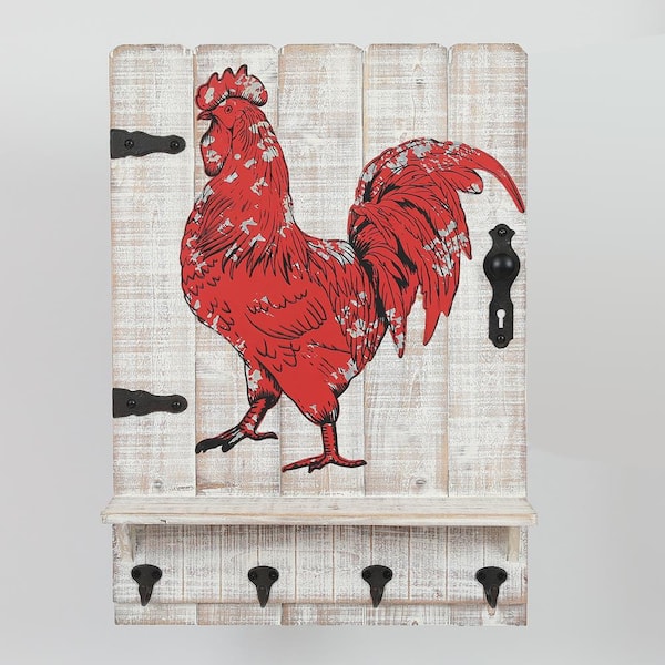 LuxenHome Metal Rooster Plaque Metal Work