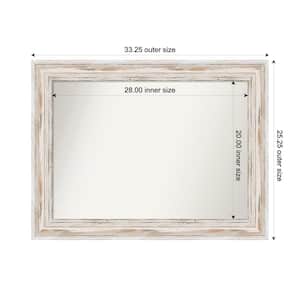 Alexandria Whitewash 33.25 in. x 25.25 in. Custom Non-Beveled Wood Framed Bathroom Vanity Wall Mirror