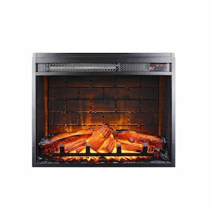 23 in. Electric Glass Front Fireplace Insert with Remote, Black