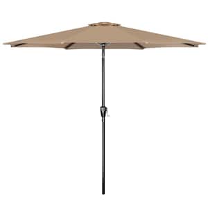 10 ft. Steel Patio Umbrella, Outdoor Table Market Yard Umbrella with 8 Sturdy Ribs, Push Button Tilt/Crank in Tan