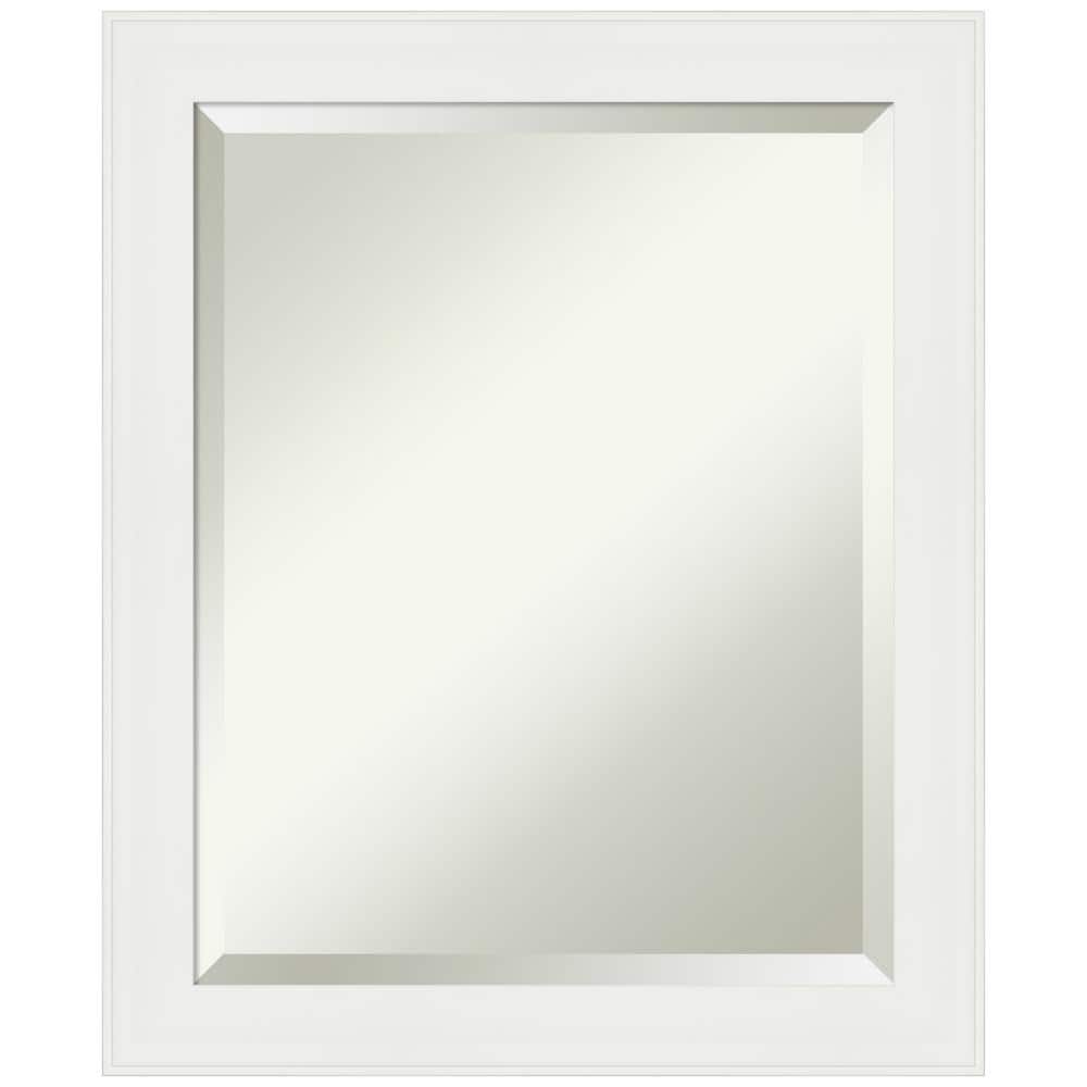 Vanity White Rectangular Framed Wall Mirror 19.38 x 23.38 Inches