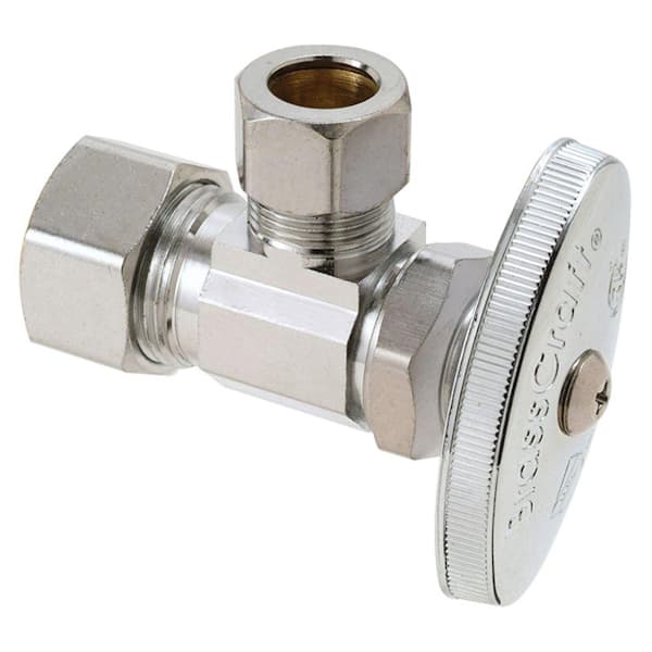 Photo 1 of 1/2 in. Compression Inlet x 7/16 in. Compression Outlet Multi-Turn Angle Valve