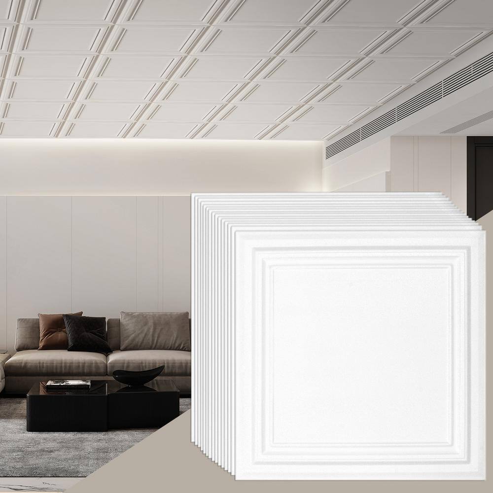 VEVOR Ceiling Tiles, 16-Pack 20 in. x 20 in., Drop Ceiling Tiles Premium Polystyrene Sheet (44 sq. ft.)