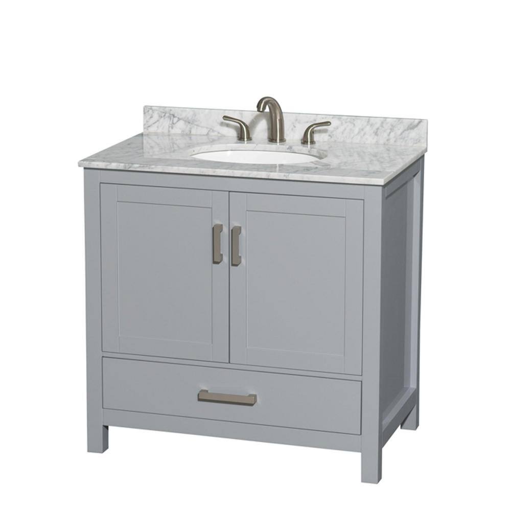 Sheffield 36 in. W x 22 in. D x 35 in. H Single Bath Vanity in Gray with White Carrara Marble Top price history on PriceWatchPro