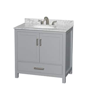 Sheffield 36 in. W x 22 in. D x 35 in. H Single Bath Vanity in Gray with White Carrara Marble Top