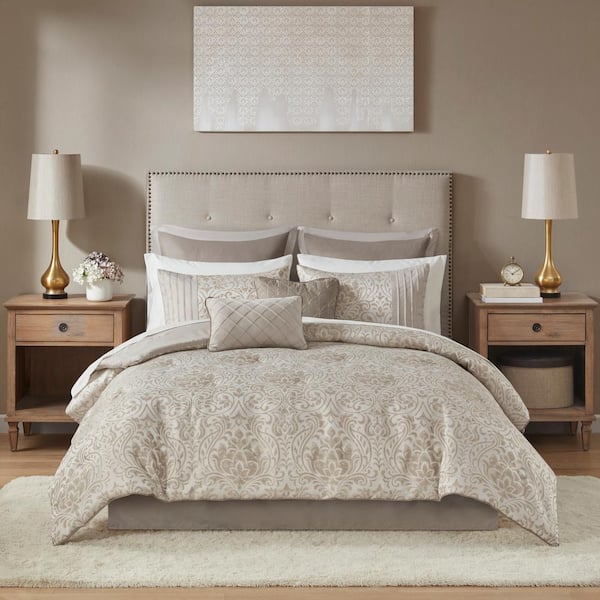 Maisie 12-Piece Khaki Polyester King Complete Bed in a Bag