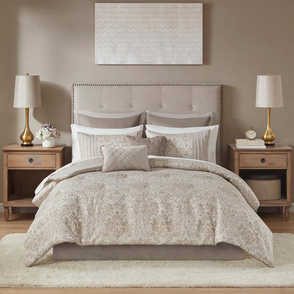 California King White Jacquard Microfiber Bed in a Bag Set