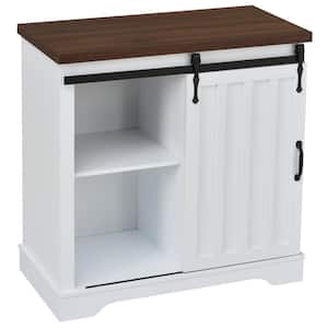 31.5 in. W x 15.7 in. D x 31.9 in. H Brown Bathroom Linen Cabinet with Adjustable Shelves