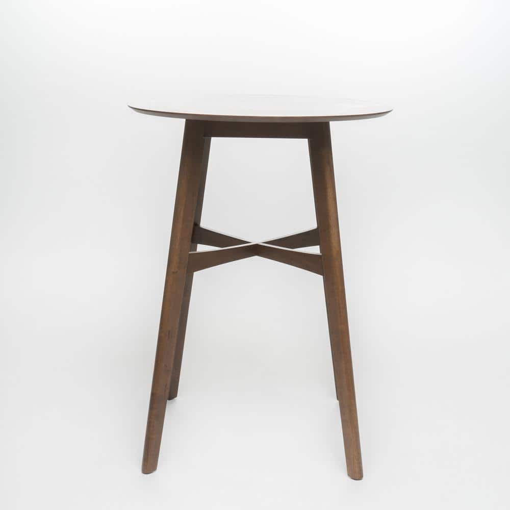 Round Natural Walnut Bar Height Dining Table