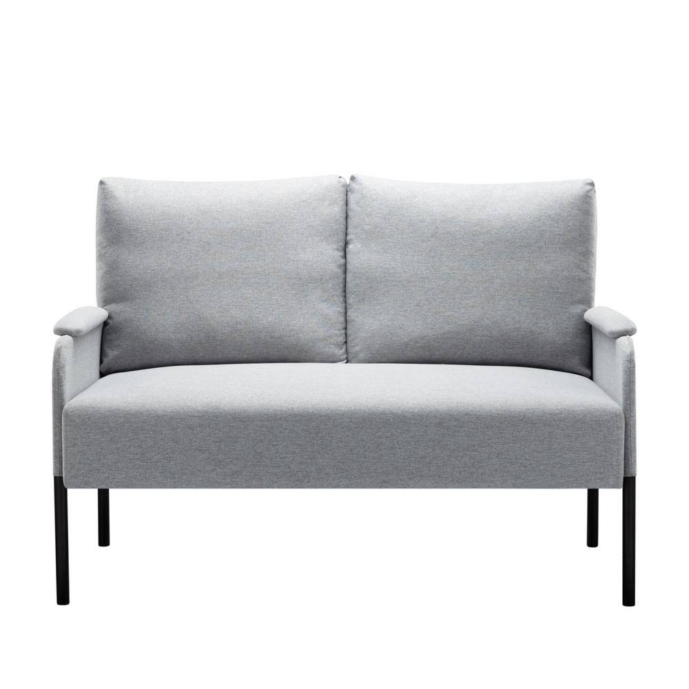45.7 in. W Square Arm Linen Blend Modern Rectangle Sofa in. Light Grey