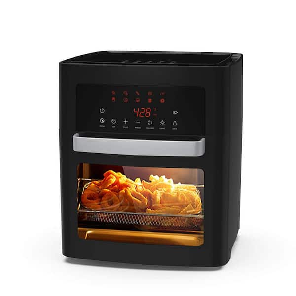 LORDEAR 16 qt. Black Square LED Digital Touchscreen Air Fryer with Window