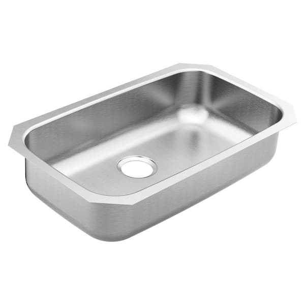 MOEN 1800 Series Stainless Steel 30.5 in. Single Bowl Undermount Kitchen Sink with 7 in. Depth