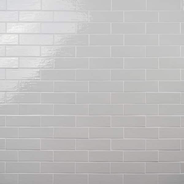 Ivy Hill Tile Crux Silver 2.81 in. x 0.43 in. Polished Porcelain Subway Wall Tile Sample