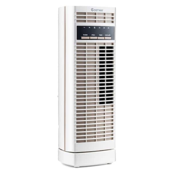 14 in. Mini Oscillating Tower Fan Electric Desk Fan with 3-Speed and Timer White