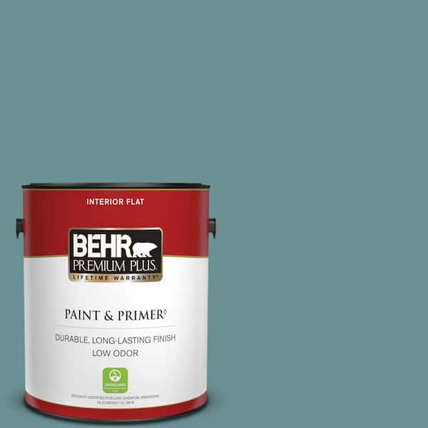 BEHR PREMIUM PLUS 1 gal. #T15-16 Blue Clay Flat Low Odor Interior Paint & Primer