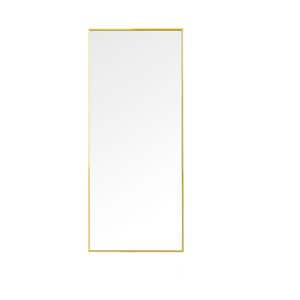 15.7 in. W x 59 in. H Modern Rectangle Framed Gold Distressed Wood Full Length Floor Mirror