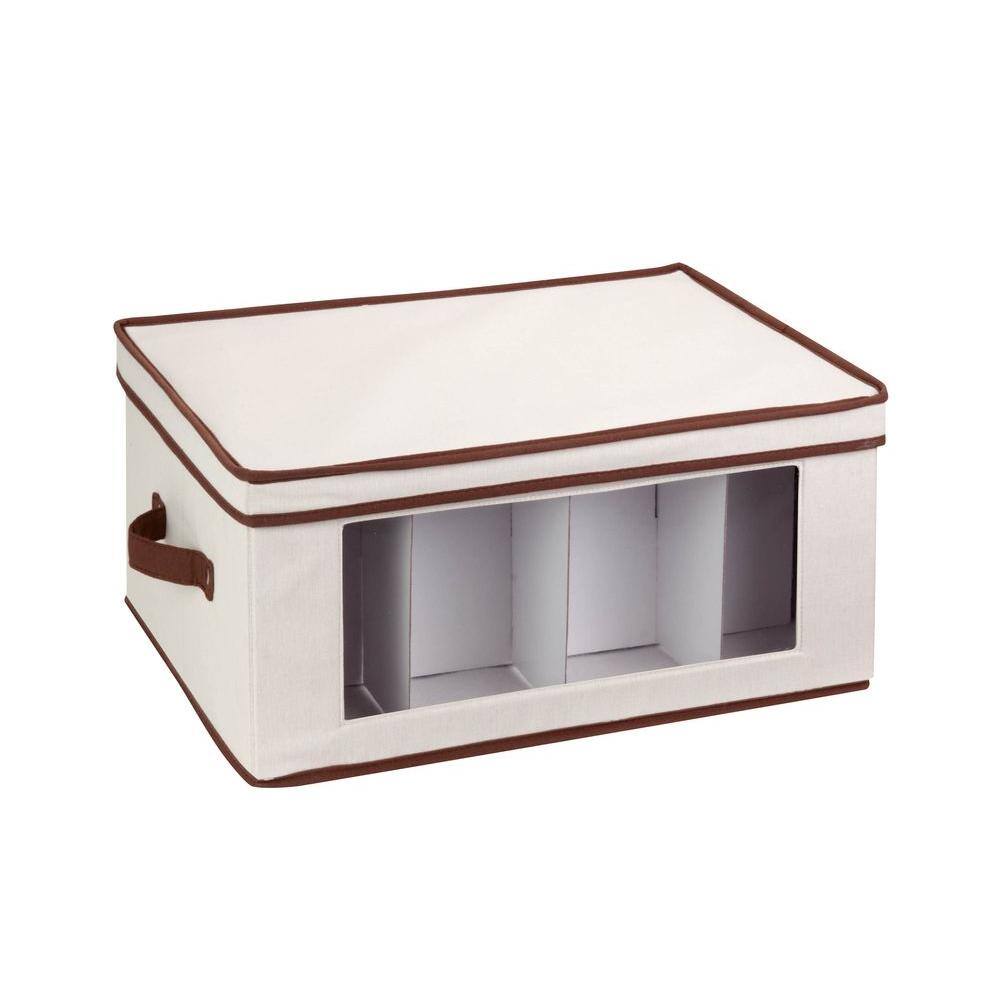 HoneyCanDo 10.625 in. H x 13.5 in. W x 17.625 in. D Beige Canvas Cube