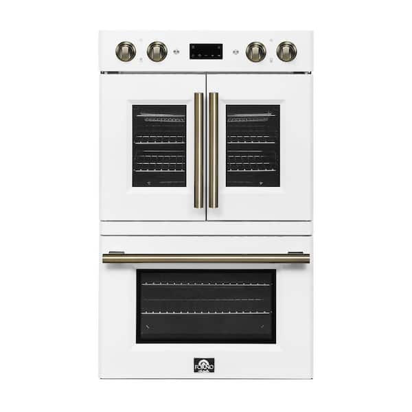 Asti 30 in. Double Wall Oven, 7.36 cu. ft. True Convection in. White, Antique Brass