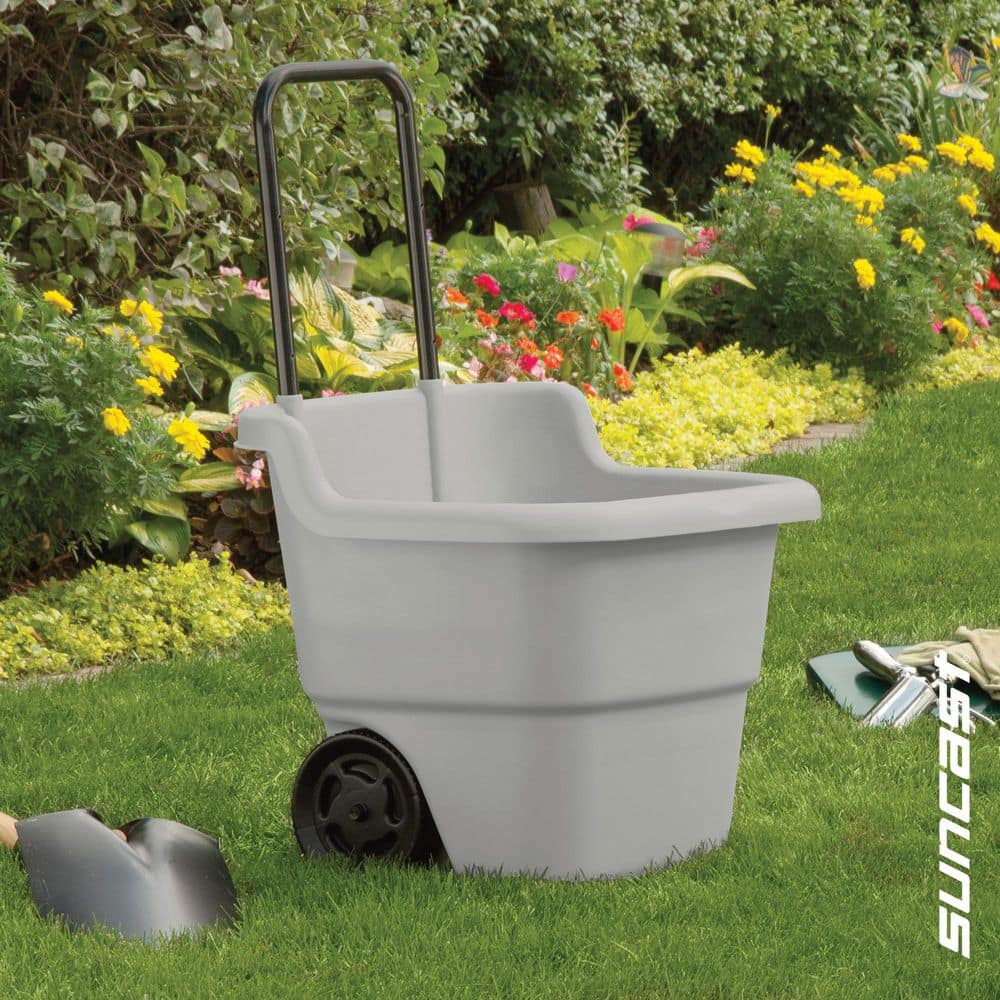 Suncast 2 cu. ft. Portable Plastic Gray Garden Cart LC1250L - The