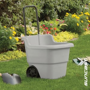 2 Cu. Ft. Portable Gray Plastic Garden Cart