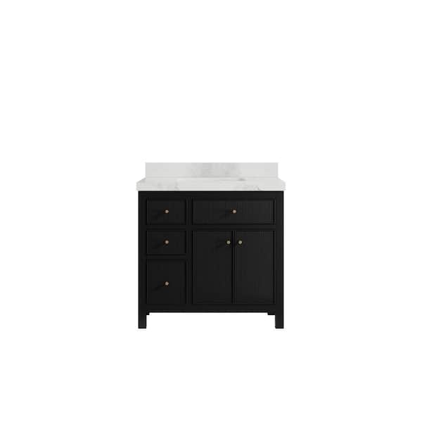 Willow Collections Sonoma 36 in. W x 22 in. D x 36 in. H Single Sink Bath Vanity Center in Black with 2 in Calacatta Nuvo Top