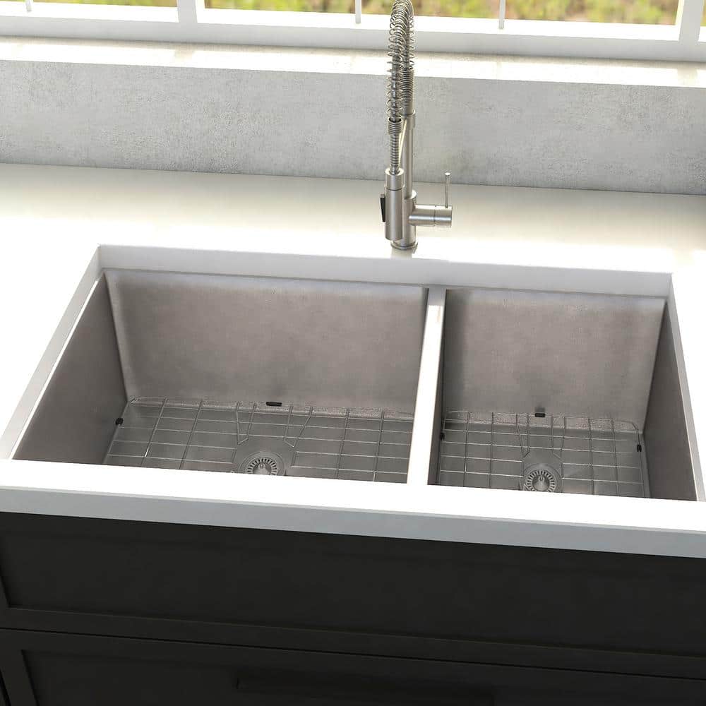 Chamonix 36" Stainless Steel Double Bowl Undermount Kitchen Sink