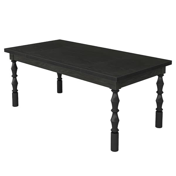 62 in. Modern Black Engineered Wood 4 Legs Dining Table, Rectangle Dinner Kitchen Table for 4 to 6