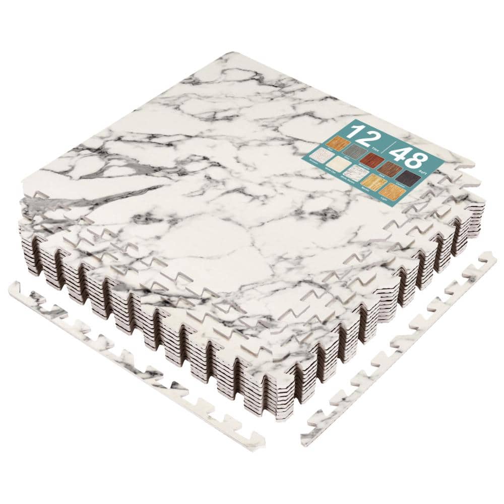 Wood Grain - Residential 24 x 24 in. Interlocking Carpet Tile Square (48 sq. ft.) - 12 Tiles, Marble White price history on PriceWatchPro