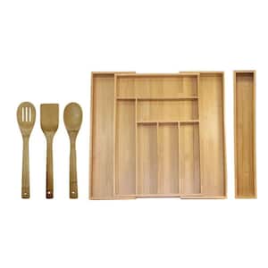 18 in. x 12.75 in. x 2 in. Bamboo Expandable Drawer Utensil Organizer Set (5-Piece)
