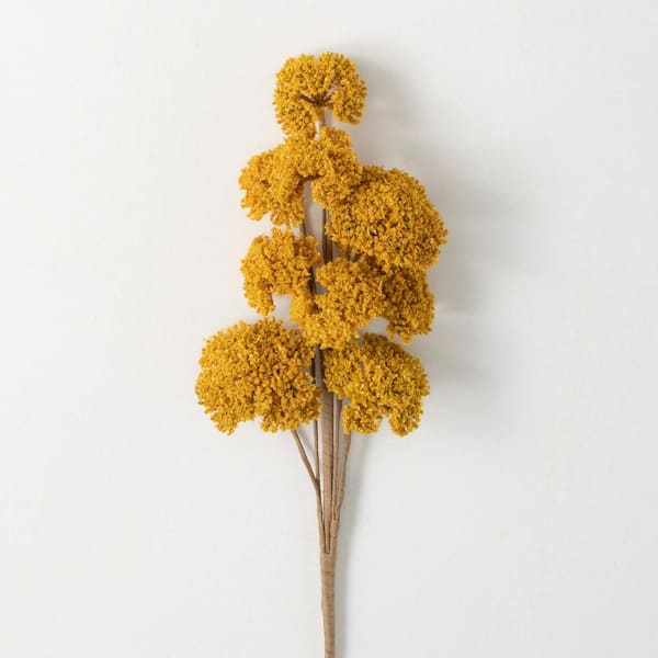 SULLIVANS 26 in. Artificial Mustard Yellow Yarrow Bunch