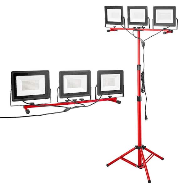 LED Work Light with Stand, 21000 Lumens, Three-Head Portable Camping Light with Individual Switch, 10.83 ft. Power Cord