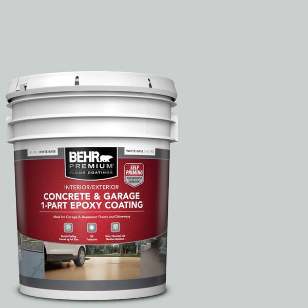 BEHR PREMIUM 5 gal. #PPF-17 Foggy Morn Self-Priming 1-Part Epoxy Satin Interior/Exterior Concrete and Garage Floor Paint