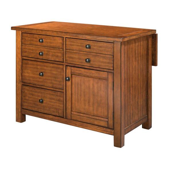 HOMESTYLES Tahoe Aged Maple Kitchen Island with Wood Top