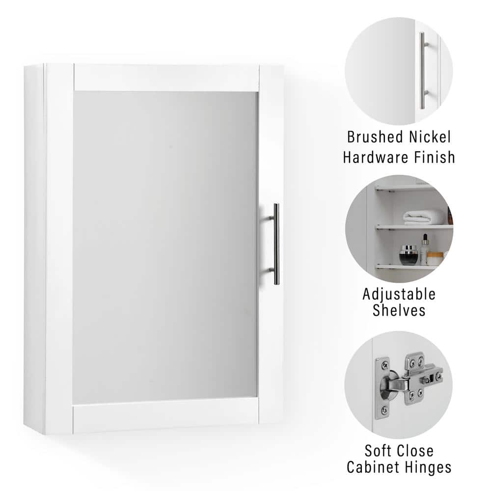 Savannah White Flush Mount Mirrored Bathroom Wall Cabinet