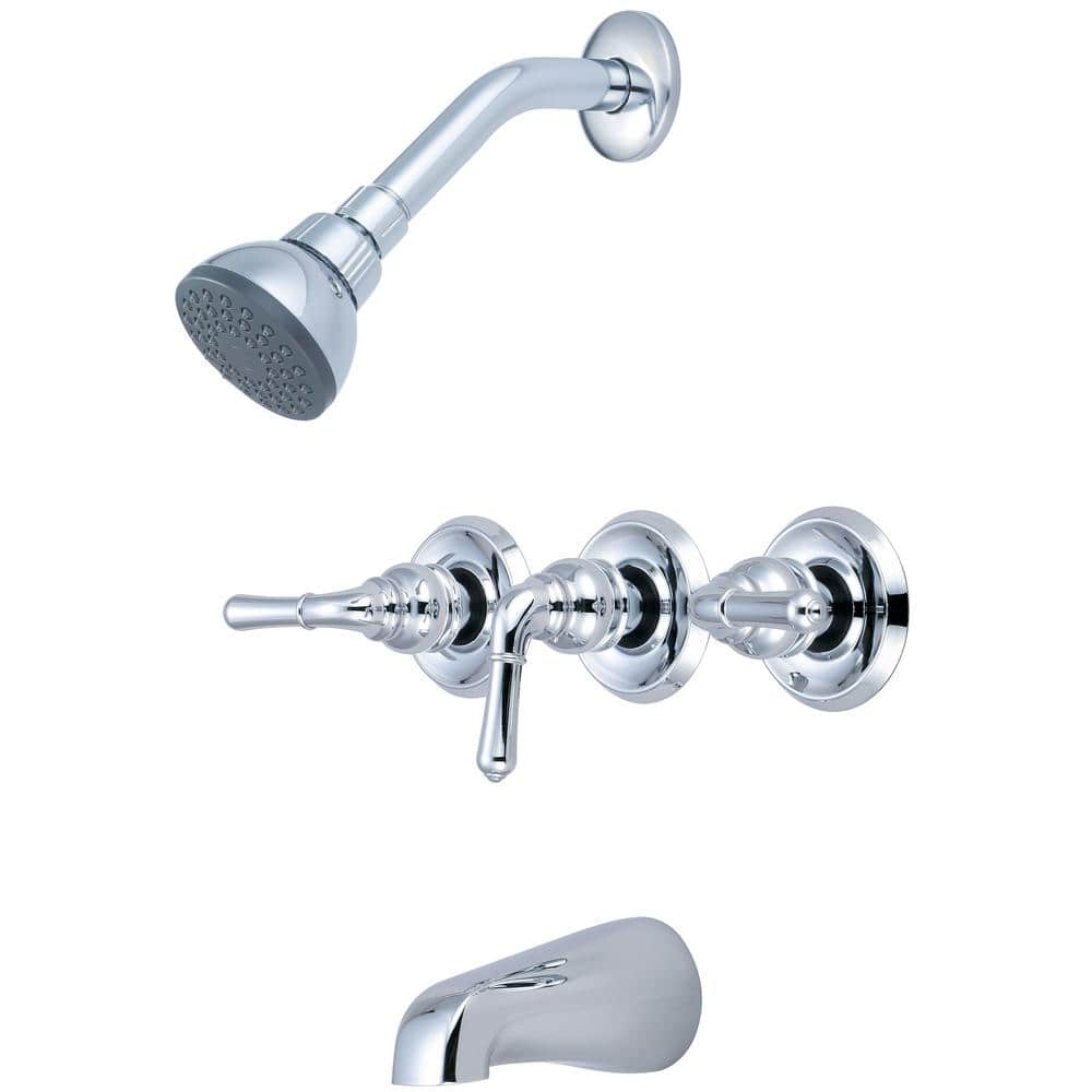 In-Wall Tub and Shower - Stick Handle; with 3-Setting Shower Head Ceramic  Valve System in Chrome 25275-LA