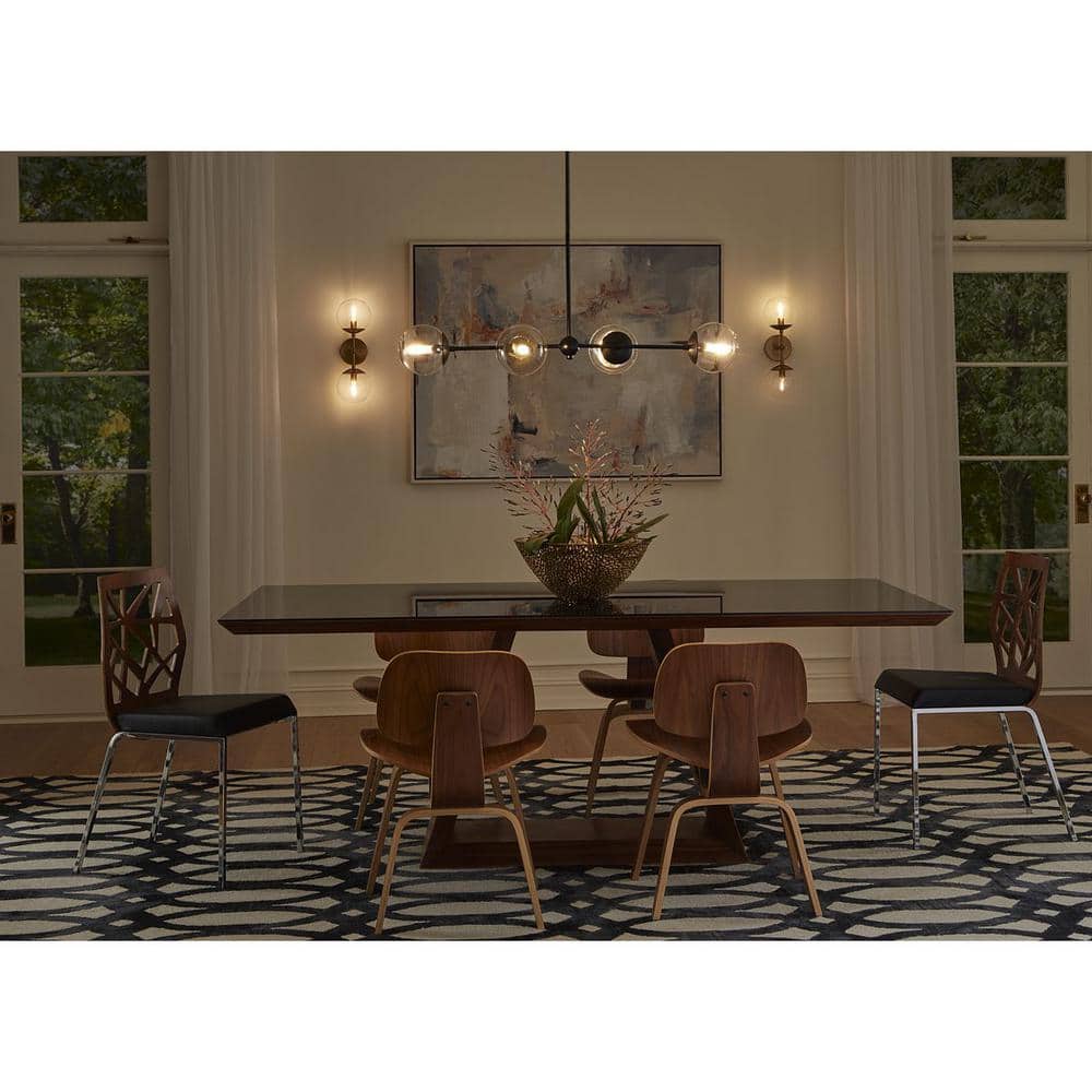 Atwell Matte Black 4-Light Island Pendant with Clear Glass Globes