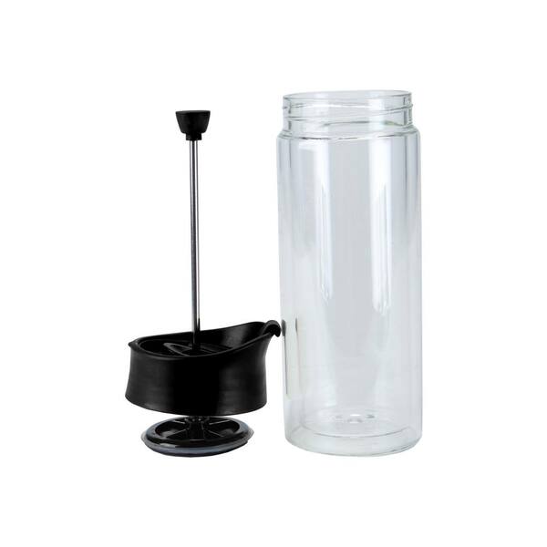 Mind Reader 15 oz. Clear French Press Travel Mug with Black top