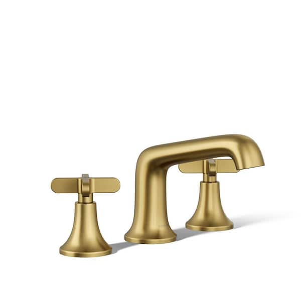 Setra 8 in. Widespread Double Handle Bathroom Faucet in Vibrant Moderne Brushed Brass Gold