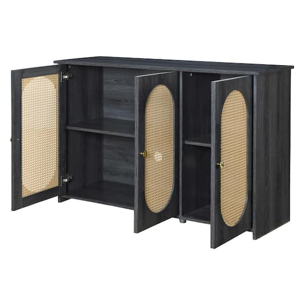 COWLOWN 48.8 in. W x 15.7 in. D x 32.3 in. H Bathroom Black Linen Cabinet