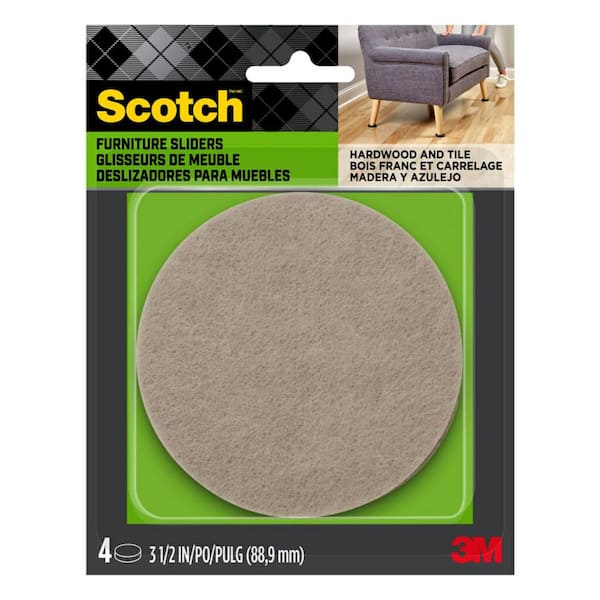 Scotch 3-1/2 in. Beige Felt Furniture Sliders (4-Pack)