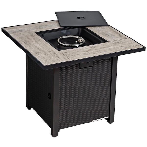 Gymax 30 in. Gas Fire Table 50,000 BTU Square Propane Fire Pit Table Patio Yard