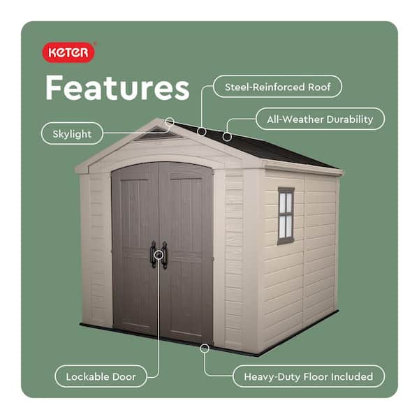 Keter Factor 8 ft. W x 8 ft. D Large Outdoor Durable Resin Plastic